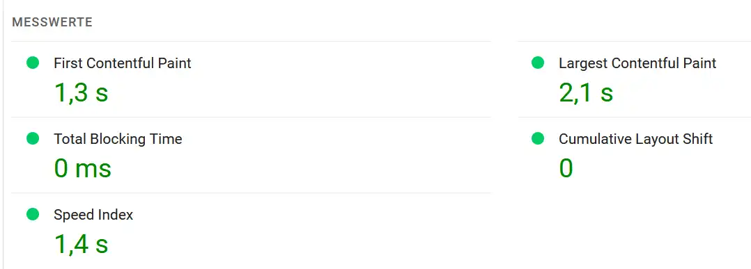 pagespeed messwerte