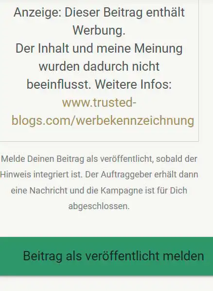 werbekennzeichnung bei trusted blogs