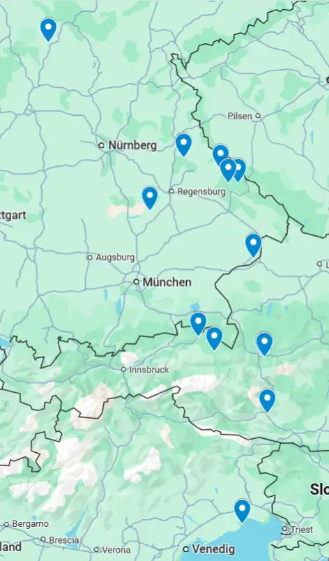 Google-Karte mit den von TENDENCY getesteten Hotels Google My Maps Karte Hotel-Tests