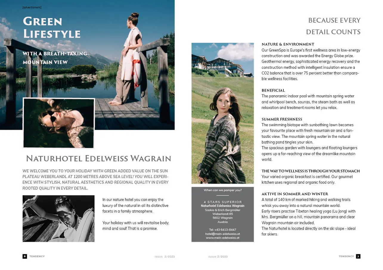 Advertorial im Magazin Tendency