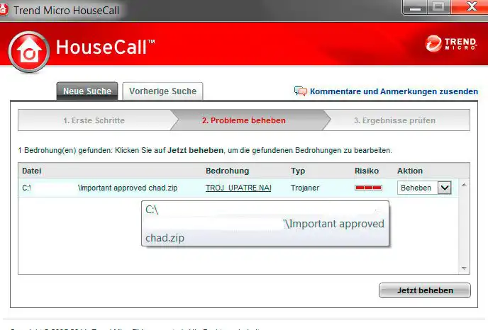 IT-Sicherheitssoftware meldet einen Trojaner.